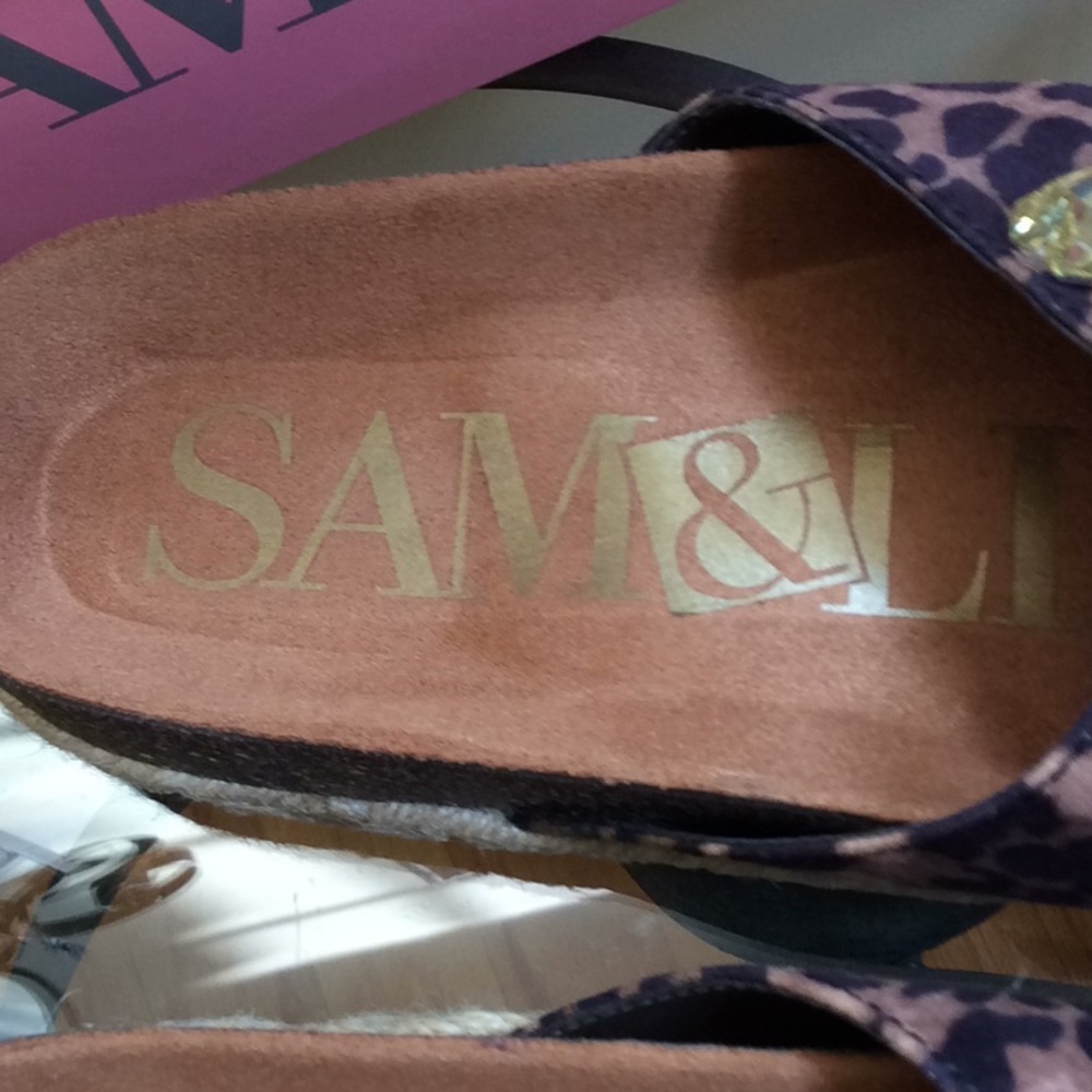 NIB Sam & Libby jeweled x band Leopard Slides sz 7 - Picture 3 of 6
